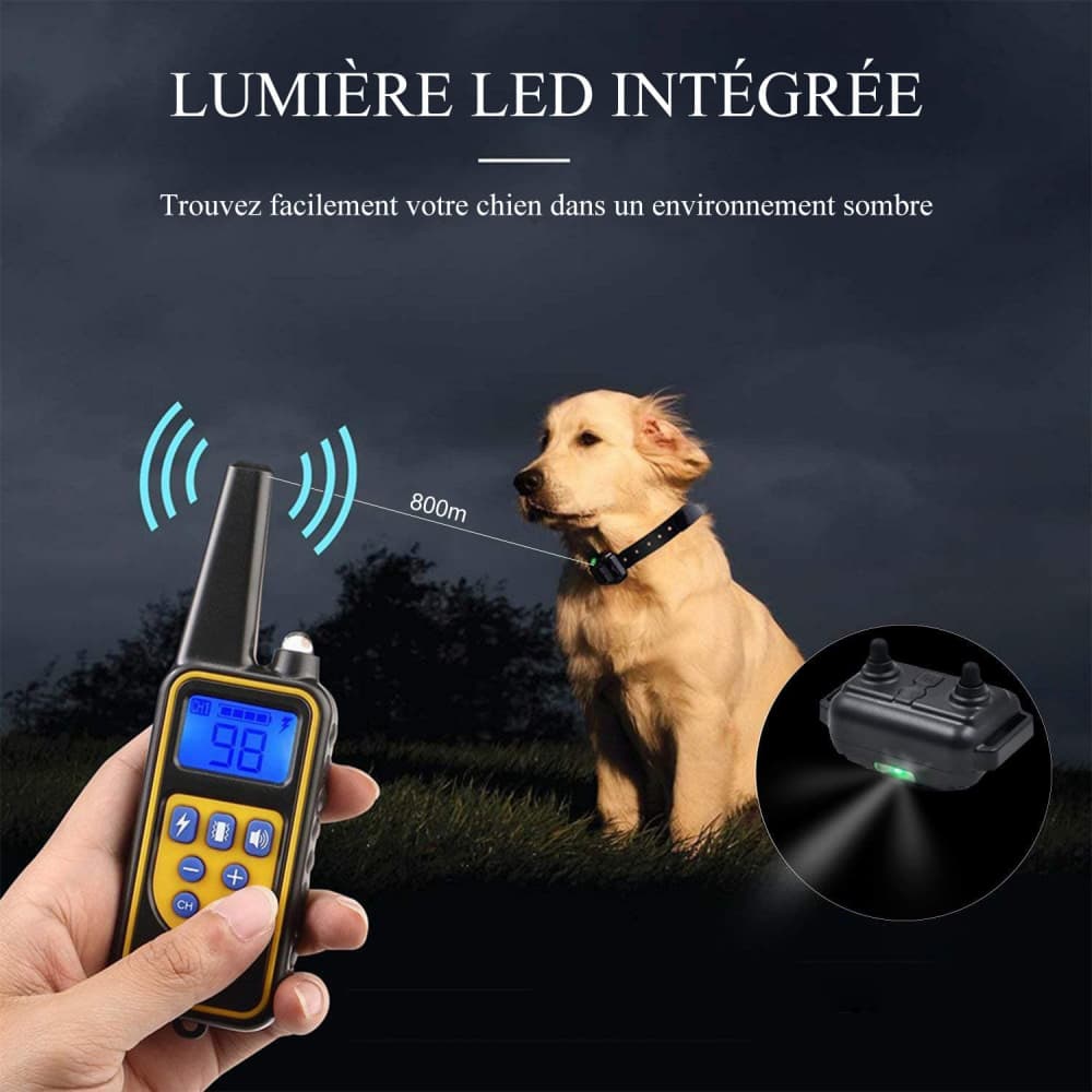 Collier de Dressage Anti-aboiement Etanche Rechargeable pour Chien