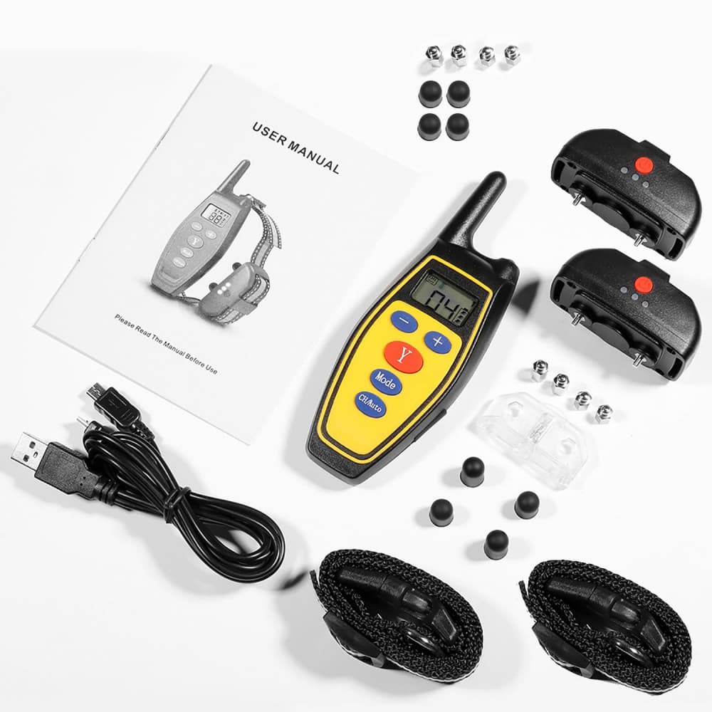 Collier de dressage pour chien 2 en 1 Contrôle automatique anti-aboiement avec télécommande rechargeable et étanche à la pluie pour 2 chiens